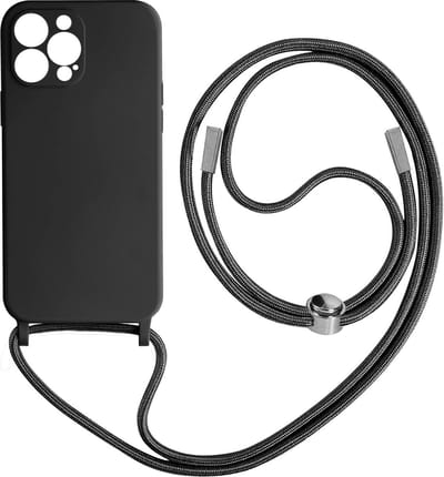 Jumada's - Hoes geschikt voor Apple iPhone 13 Pro Max - Stijlvolle flexibele TPU back cover - inclusief handig koord - in het zwart!