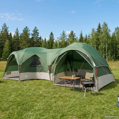 vidaXL - Gezinstent - met - regenhoes - waterdicht - 5-persoons - Groen
