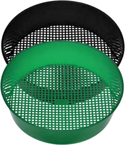 Compostzeef 2 Stuks - Tuinaarde Zeef - Grond Zeven - Ronde Bodem - 10 cm - Zwart en Groen