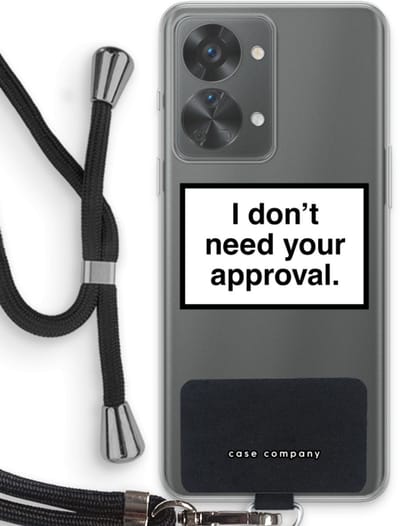 Case Company® - Hoesje met koord geschikt voor OnePlus Nord 2T hoesje met Koord - Don't need approval - Telefoonhoesje met Zwart Koord - Bescherming aan alle Kanten en Over de Schermrand