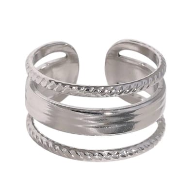 Aramat Jewels - Dames -ring verstelbaar - Zilverkleur -Geometrisch-Rvs