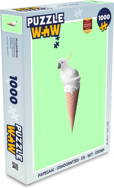 Puzzel Papegaai - IJshoorntjes - IJs - Wit - Groen - Legpuzzel - Puzzel 1000 stukjes volwassenen