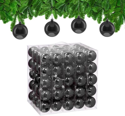 kerstballen set van 100 - Ø 6 cm - glanzend - kunststof - zwart