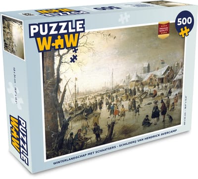 Puzzel Winterlandschap met schaatsers - schilderij van Hendrick Avercamp - Legpuzzel - Puzzel 500 stukjes