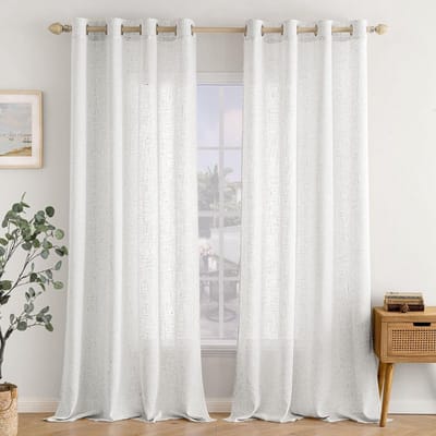 Dailygoods- Gordijnen met oogjes - Set van 2 stuks - 140 x 260 cm - Semi-transparant - Linnenlook - Duurzaam en kreukvrij - Raamdecoratie
