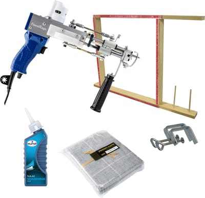 Tufting Gun Beginnerspakket - Starter kit met Tuftmachine AK-DUO PRO blauw, Tufting Frame, Tufting Doek en Onderhoudsolie - Starten met Tuften