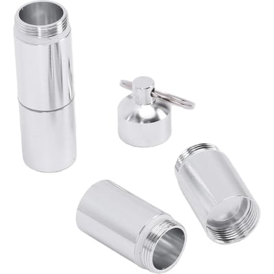 Tube de Rangement Métallique à 4 Compartiments Organiseur Porte-clés en Alliage d'Aluminium Récipient de Voyage Imperméable pour Activités Extérieures