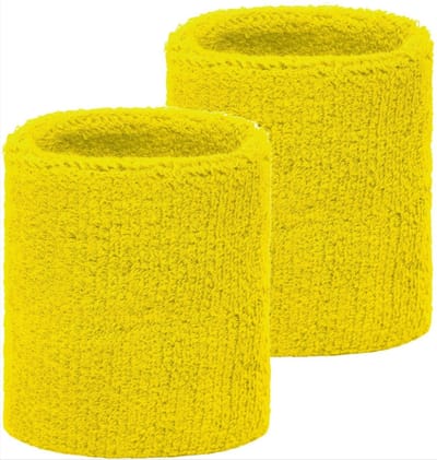 2x Zweetbandje - Polsbandje - Sweatbands - Sportbandjes - Wristbands - Badstof - Geel - Jonyx