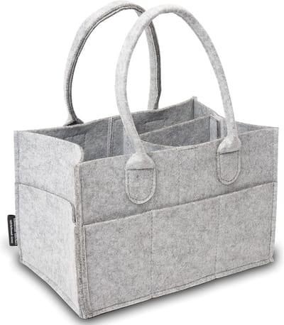 Multifunctionele Vilten Baby Luiertas - Organizer voor Luiers en Accessoires (Lichtgrijs, 26 x 17 x 17 cm)