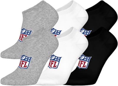 NFL SHIELD Sneaker Socks - 6-pack - Grijs/Wit/Zwart - Maat 35/38