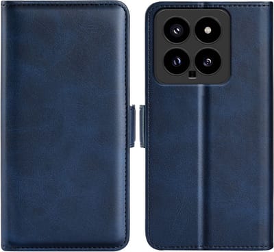 MobyDefend Hoesje - Geschikt voor Xiaomi 14 - Luxe Wallet Book Case (Sluiting Zijkant) - Blauw