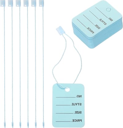 Allecta - Hangende Prijsetiketten voor Kleding met Nylon Koord - Blauwe Markering - Set van 150 Sets