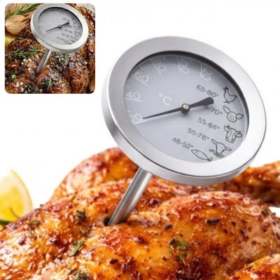 Cheqo® Vleesthermometer - Vleesthermometer Oven - Oventhermometer - Kernthermometer - Kerntemperatuurmeter - Keukenthermometer - Voedselthermometer - Kookthermometer - Thermometer Koken - Vleesthermometer Analoog