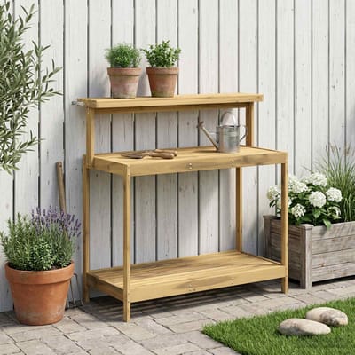 vidaXL - Buiten - pottingbank - 111,5 - x - 48,5 - x - 107 - cm - Massief - Acacia - Hout