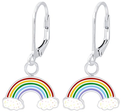 Joy|S - Zilveren regenboog oorbellen - leverback sluiting