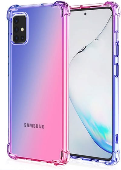 Hoesje geschikt voor Samsung Galaxy A52S - Backcover - Extra dun - Transparant - Tweekleurig - TPU - Blauw/Roze