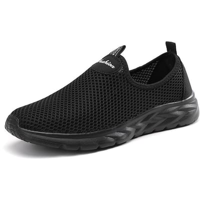 MAEDEF Heren Casual Schoenen Ademend Lichtgewicht Outdoor Wandelschoenen Nieuwe Antislip Sneakers Man Mesh Comfortabele Platte Sneakers 39 black