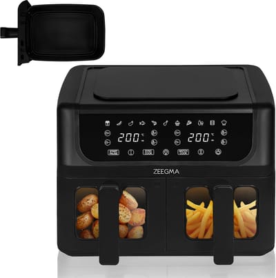 Zeegma Knapper Dual - Airfryer - 9L - 1700 W - 12 frituurprogramma's - Vetvrij Koken - Tefloncoating