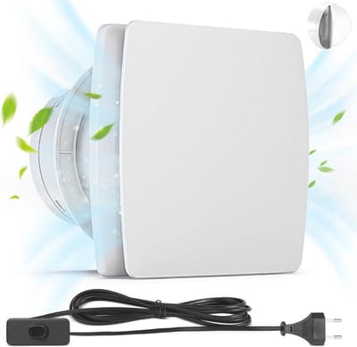 Badkamerventilator met Stil Design en Terugslagklep - 12W, 100mm, Geluidsniveau <34dB
