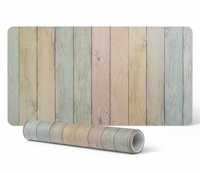 Moderne beschermende toetsenbordmat in pastelkleuren, verticale planken, 90x45 cm