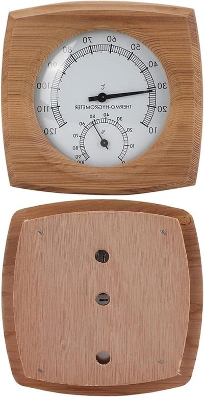 2-in-1 Houten Thermo-hygrometer voor Stoomcabine en Sauna - Nauwkeurige Temperatuur- en Vochtmeting met Fahrenheit Schaal en Toebehoren