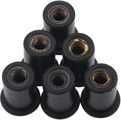 Well Nuts M6 Rubber 6Pcs - Duurzame Windshield Nuts voor Motorfietsen, Kayaks en Kano's