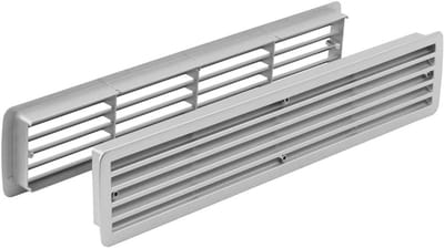 Ventilatierooster Kunststof - Deurventilatie Rooster - Ventilatie Ruimtes - Voldoet Aan Bouwvoorschriften - 457x92mm Buitenmaat - Zilver