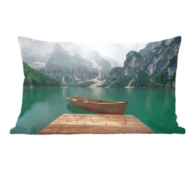 Sierkussens - Kussentjes Woonkamer - 50x30 cm - Mist - Sneeuw - Berg - Boot