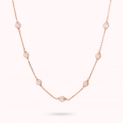 Bronzallure D/C Rolo Chain W/ 5-5,5Mm Cultured Pearl Necklace WSBZ02554.RPRL Brons 42