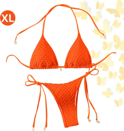 Livano Bikini Dames - Meisjes Bikini - Badpak - Push Up - Vrouwen Badkleding - Zwemmen - Sexy Set - Top & Broekje - Rood Oranje - Maat XL