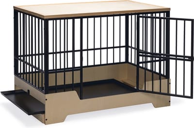 Designed by Lotte Bench Hondenbench Meubel Quirine - Hondenmand - Met lade - Metaal/Hout - XL - 112x73x85 cm