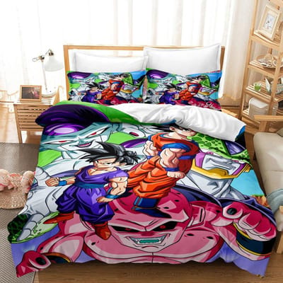 Goku Super Saiyan Dekbedovertrek Kussensloop Japanse Anime Dragon Ball Beddengoedset 2/3 stuks 3D Prints voor Tieners Dekbedovertrek 100x135cm-2pcs