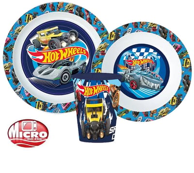 Hot Wheels Kinderserviesset – 3-delig – Bord, Kom en Beker – BPA-vrij – Voor Peuters en Kleuters