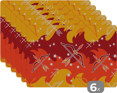 Placemat - Placemats kunststof - Boogschutter - Zodiac - Design - 45x30 cm - 6 stuks - Hittebestendig - Anti-Slip - Onderlegger - Afneembaar