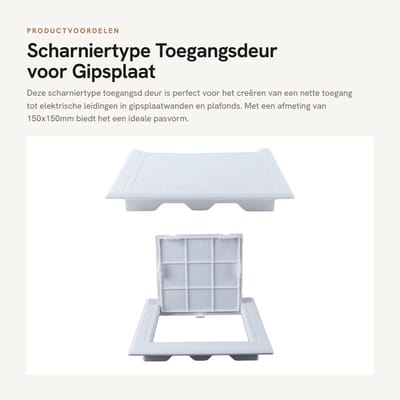 Dailygoods - Scharniertype Toegangsdeur voor Gipsplaat met Uitsparing 150x150mm