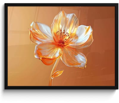 Poster in lijst - Fotolijst 70x50 cm - Posters - Glazen - Bloem - Oranje - Posterlijst zwart - Decoratie - Wanddecoratie woonkamer - Muurdecoratie slaapkamer