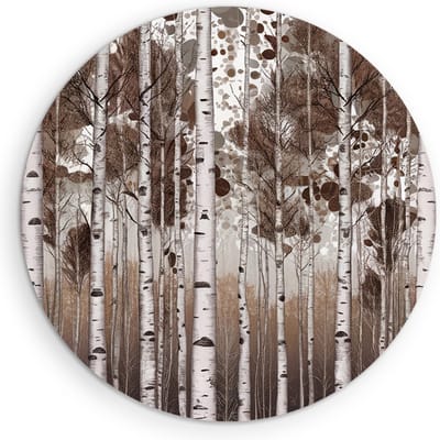 Saammp Muurcirkel Hout - Abstracte Bomen - Bruin - Landschap - Natuur - Ø 90 - Wandcirkel - Wanddecoratie Cirkel - Muurdecoratie Woonkamer - Slaapkamer decoratie - Rond Schilderij