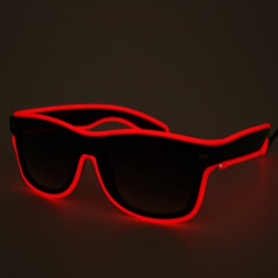 Loud and Clear® LED Bril - Lichtgevend - Festival Bril - Draadloos - Oplaadbaar - Rood