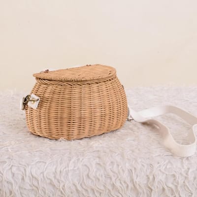 Kinder Fietsmand - Rattan mand - Fietstochten - Handgeweven - 20 x 16 cm - Natuurlijk