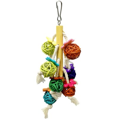 Jouets à mâcher pour perroquet, cage à billes en rotin naturel, jouet de lissage pour perroquet, perruche, perruche