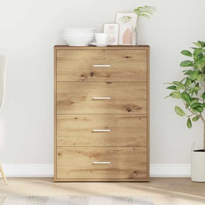 vidaXL - Dressoir - Artisan - Eiken - 60 - x - 31 - x - 84 - cm - Bewerkt - hout