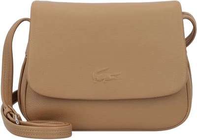 LACOSTE Leren Schoudertas City Court Flap Crossover Bag Warm Beige Lichtbruin