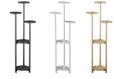 Turold Plantenrek - Plantenstandaard - Plantentrap - Plantenetagere - 5 Laags - 80cm - Metalen Hoekstandaard - Binnen - Wit