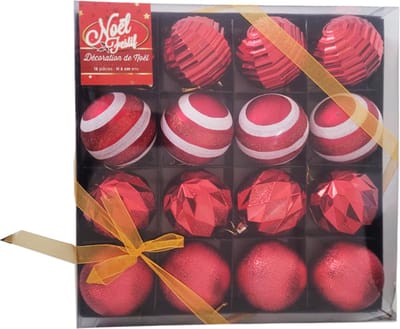 Kerstballen Arabesques 16 pc's Ø6cm - Plastic - Rood - Rouge - SILUMEN