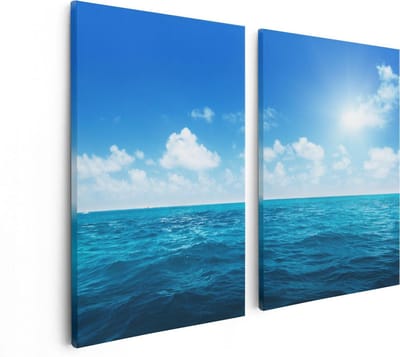 Artaza Canvas Schilderij Tweeluik Water Midden Op Zee Met Zonneschijn  - 80x60 - Foto Op Canvas - Canvas Print