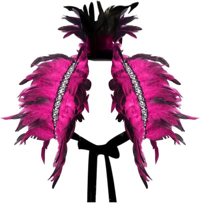 Gothic Veren Kraag en Cape voor Halloween en Carnaval, Geschikt voor Mannen en Vrouwen, Perfect voor Feestjes en Kostuums (Roze Rood)
