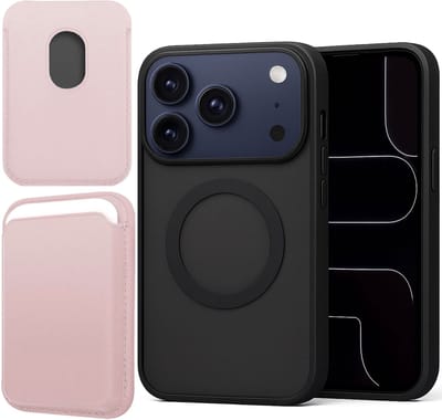 Hoesje + Pasjeshouder geschikt voor iPhone 17 Pro - Portemonnee geschikt voor MagSafe - Magnetisch - Pasjes Houder - Creditcardhouder - Rose