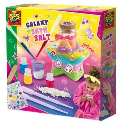 SES Creative - Galaxy - Badzout Lab - Knutselen Meisjes - Zelf Samenstellen met Badzout en Glitters - Vanaf 8 Jaar