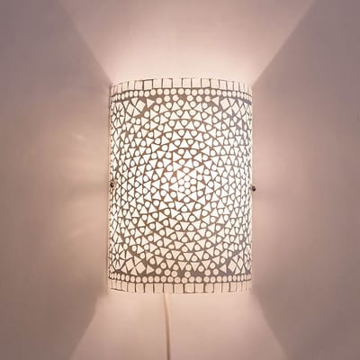 Wandlamp | 17 x 26 cm | oosterse wandlampen | E14 | grijs wit | glas metaal | oosterse stijl