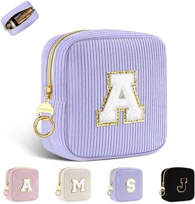 Dailygoody - Kleine make-uptas - Gepersonaliseerd - Draagbare reis-toilettas - Corduroy - Toilettas voor dames - Perfect cadeau voor vrouwen